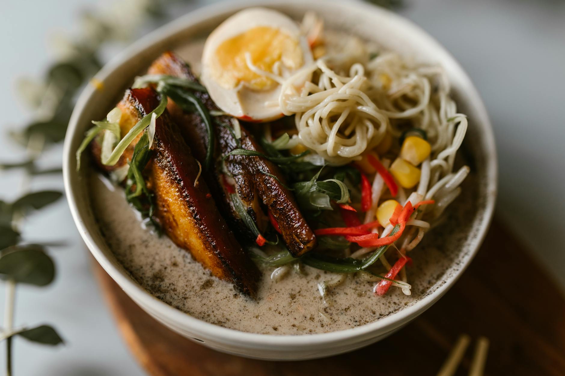 Japanese instant ramen noodles in a bowl