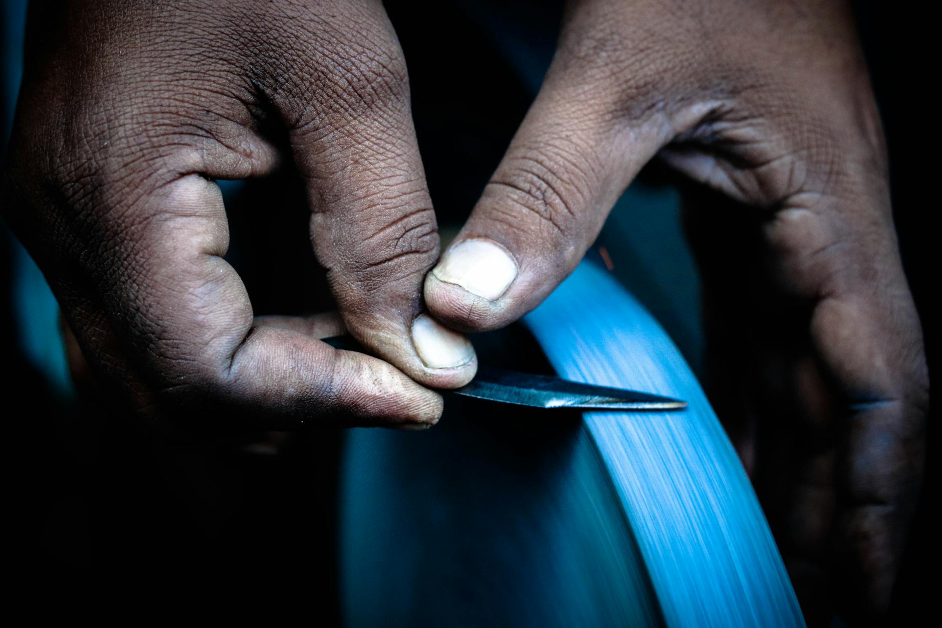 Sharpening a Japanese knife on a whetstone
